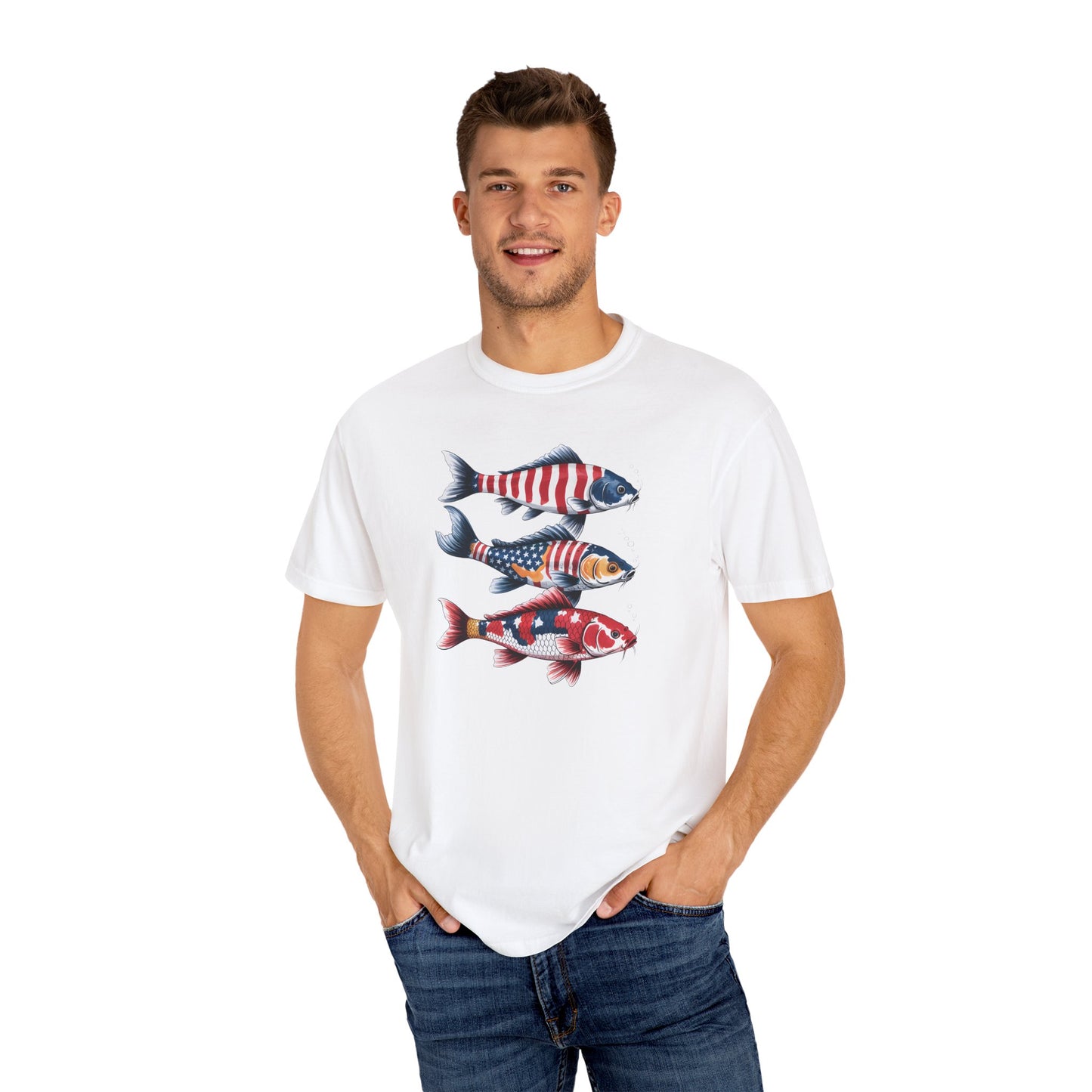 Patriotic Crew Neck Men's Fish T-shirt
