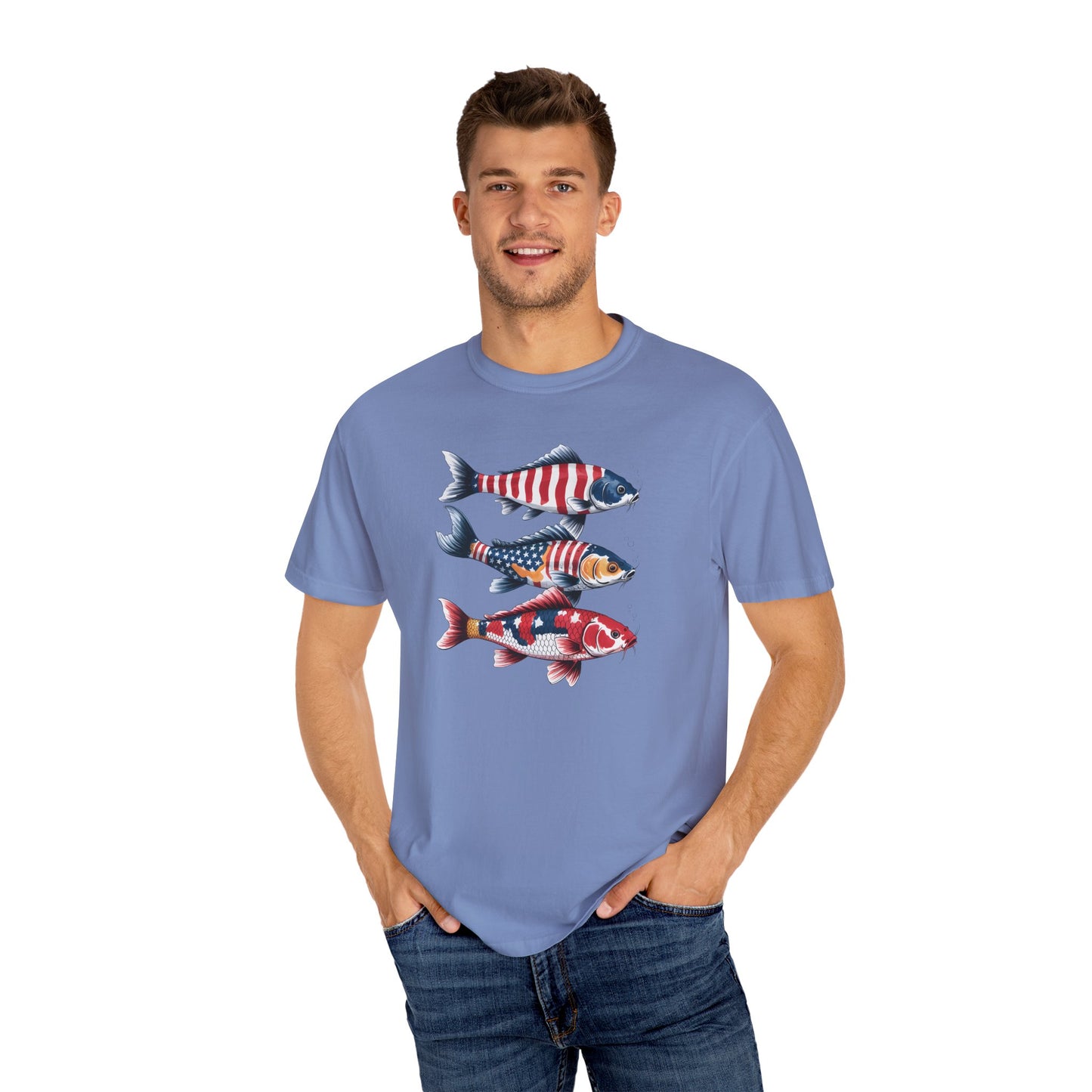 Patriotic Crew Neck Men's Fish T-shirt