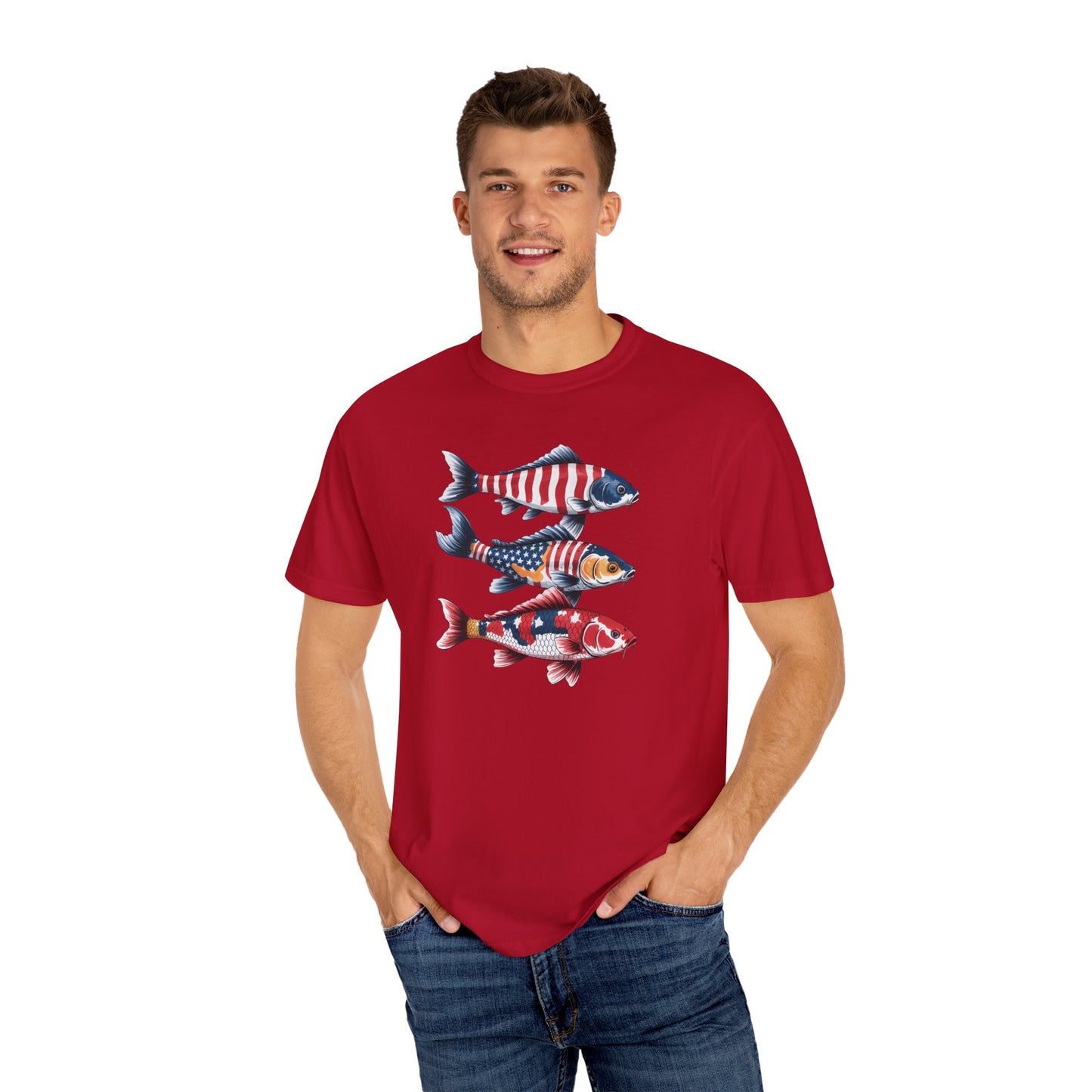 Patriotic Crew Neck Men's Fish T-shirt