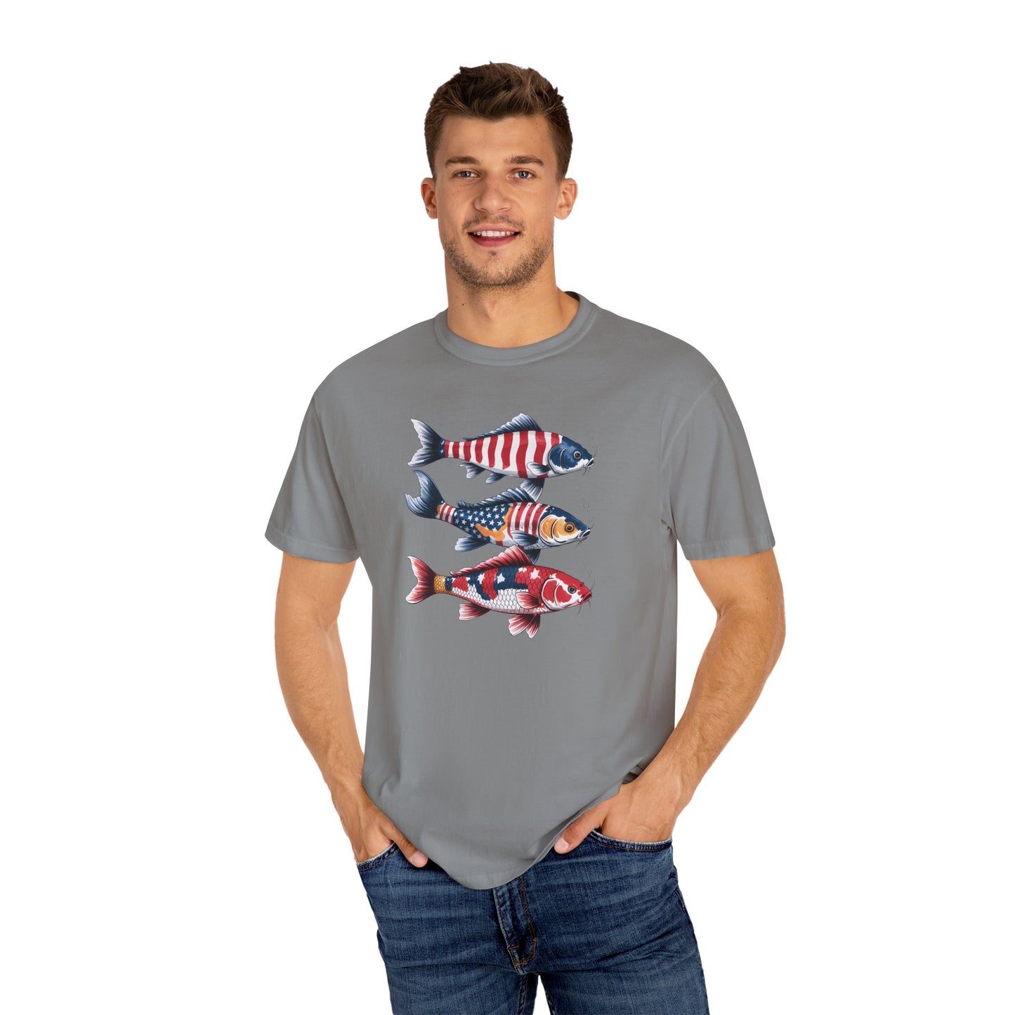Patriotic Crew Neck Men's Fish T-shirt