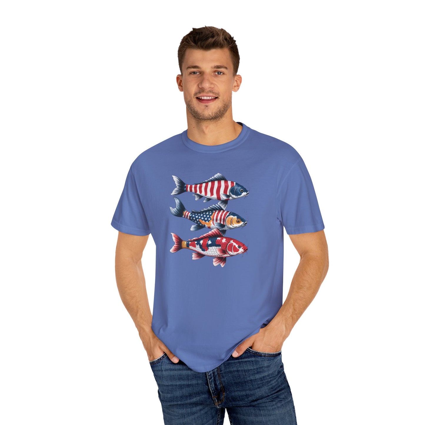 Patriotic Crew Neck Men's Fish T-shirt