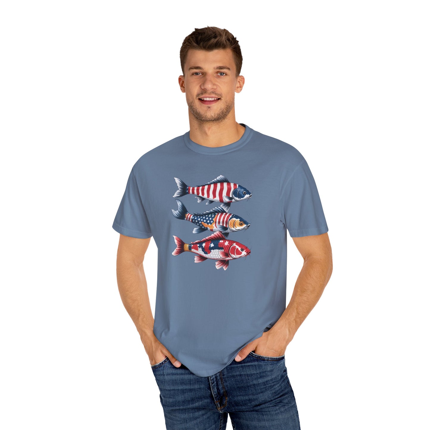 Patriotic Crew Neck Men's Fish T-shirt