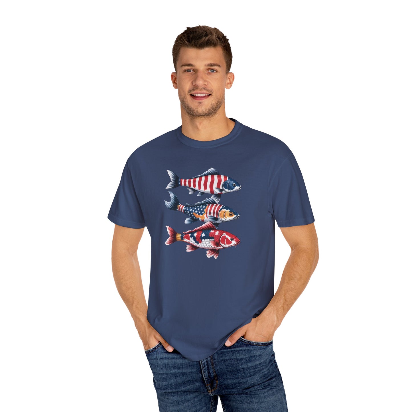 Patriotic Crew Neck Men's Fish T-shirt