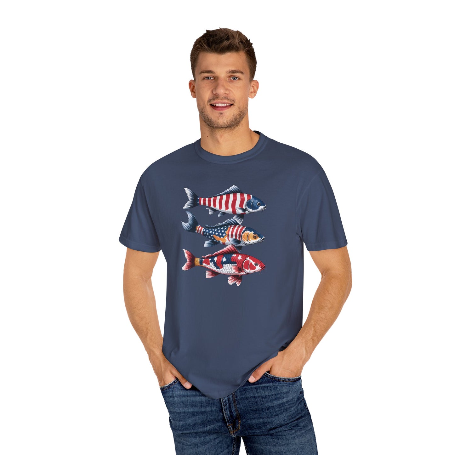 Patriotic Crew Neck Men's Fish T-shirt
