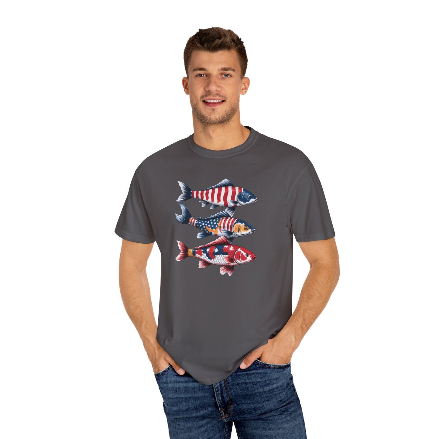 Patriotic Crew Neck Men's Fish T-shirt