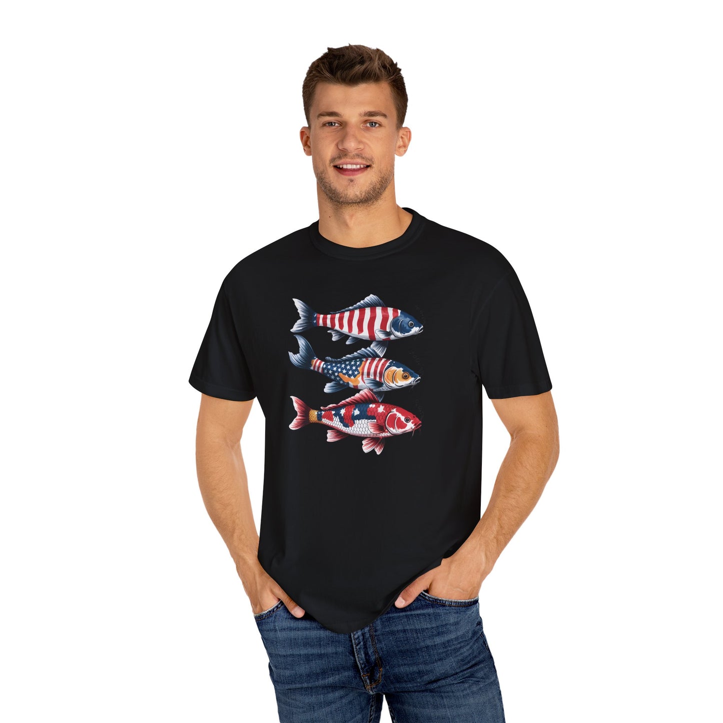 Patriotic Crew Neck Men's Fish T-shirt