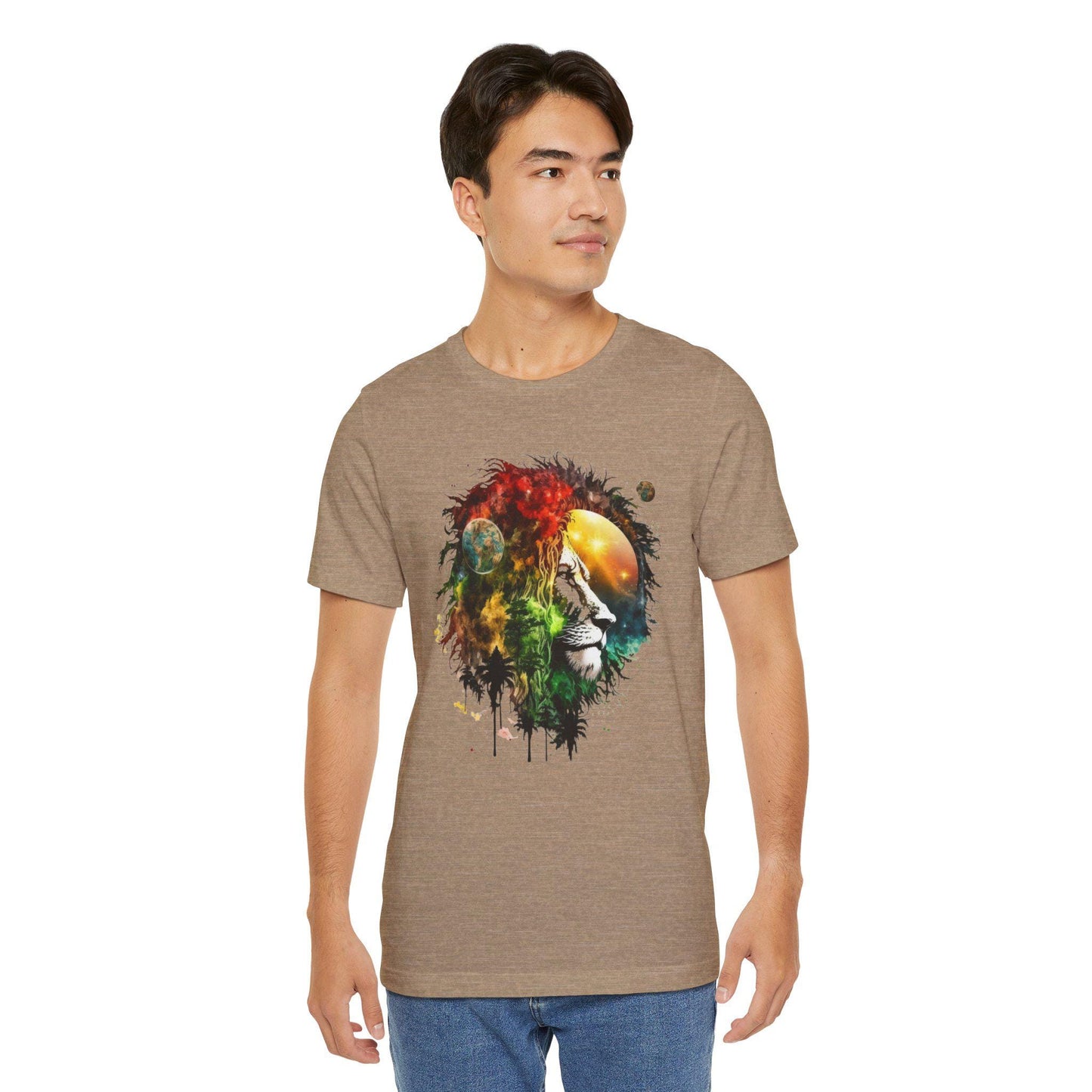Cosmic Lion T-Shirt, Space Nebula Tee, Galaxy Animal Shirt, Celestial Vibes Top, Astronomy Graphic Tee