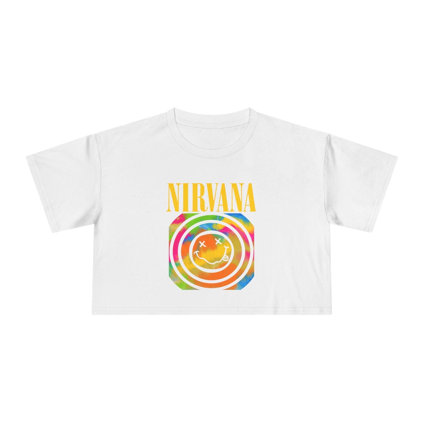 Nirvana Inspired Women's Crop Tee, Vintage T-Shirt, Grunge Fashion Top, Festival Wear, Music Lover Gift, Retro Style Clothing