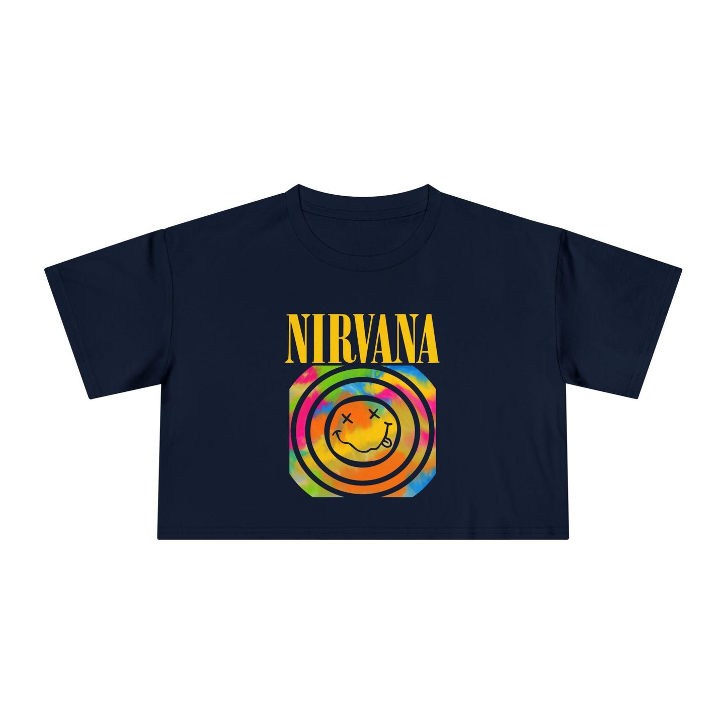Nirvana Inspired Women's Crop Tee, Vintage T-Shirt, Grunge Fashion Top, Festival Wear, Music Lover Gift, Retro Style Clothing
