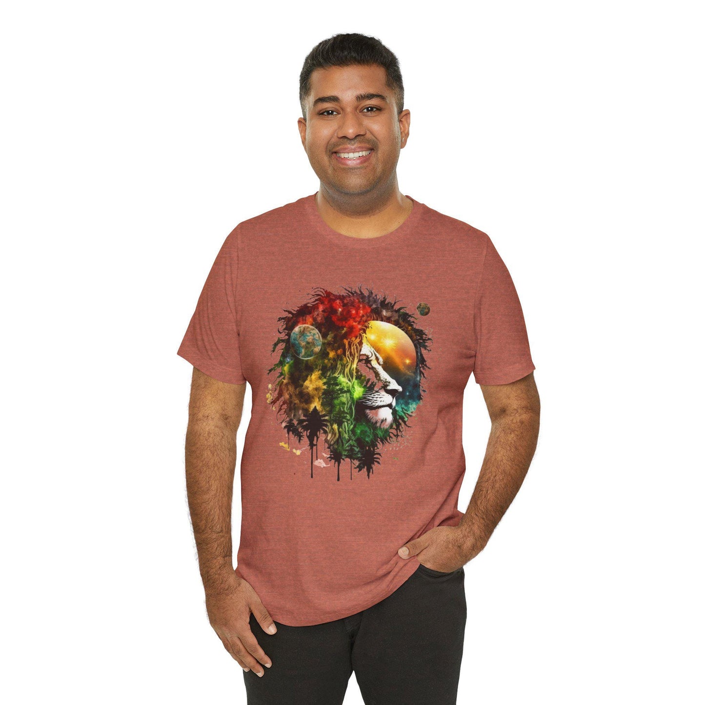 Cosmic Lion T-Shirt, Space Nebula Tee, Galaxy Animal Shirt, Celestial Vibes Top, Astronomy Graphic Tee