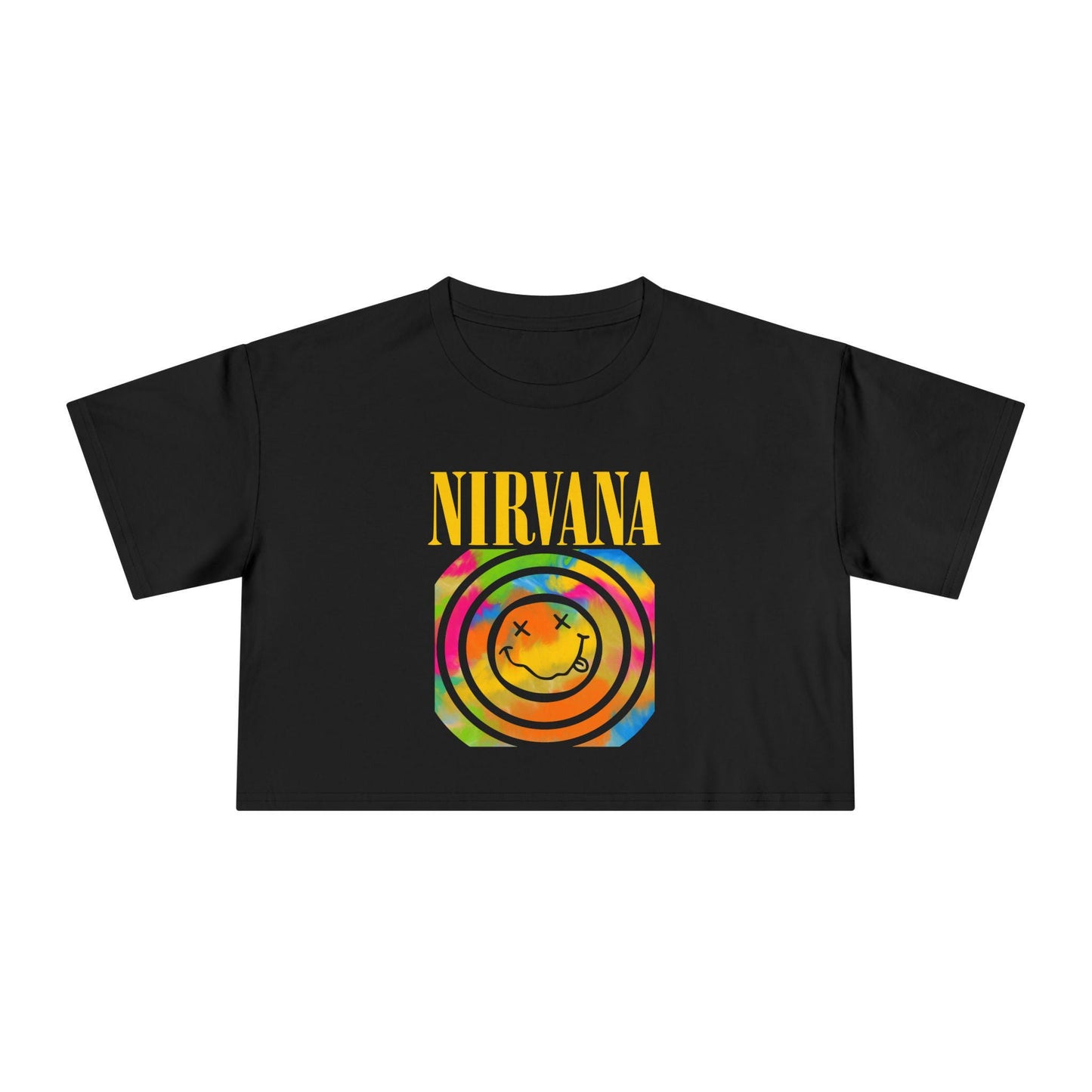 Nirvana Inspired Women's Crop Tee, Vintage T-Shirt, Grunge Fashion Top, Festival Wear, Music Lover Gift, Retro Style Clothing
