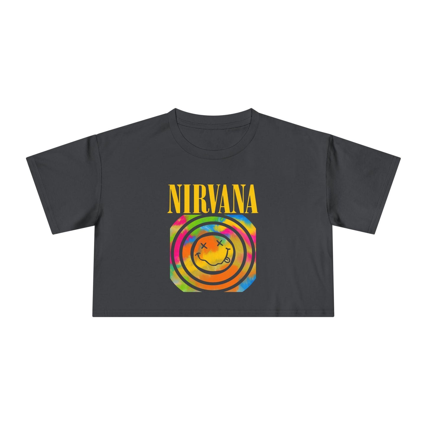 Nirvana Inspired Women's Crop Tee, Vintage T-Shirt, Grunge Fashion Top, Festival Wear, Music Lover Gift, Retro Style Clothing