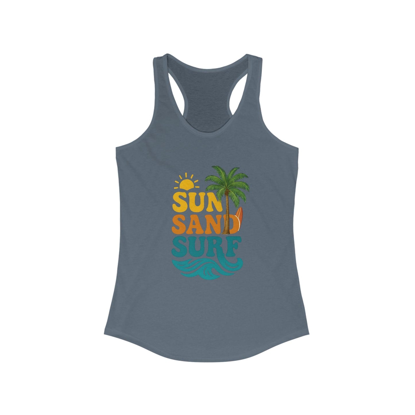 Women's Summer Tank Top with "Sun Sand Surf" Design - Beachwear, Vacation Outfit, Gift for Her, Casual Wear, Activewear