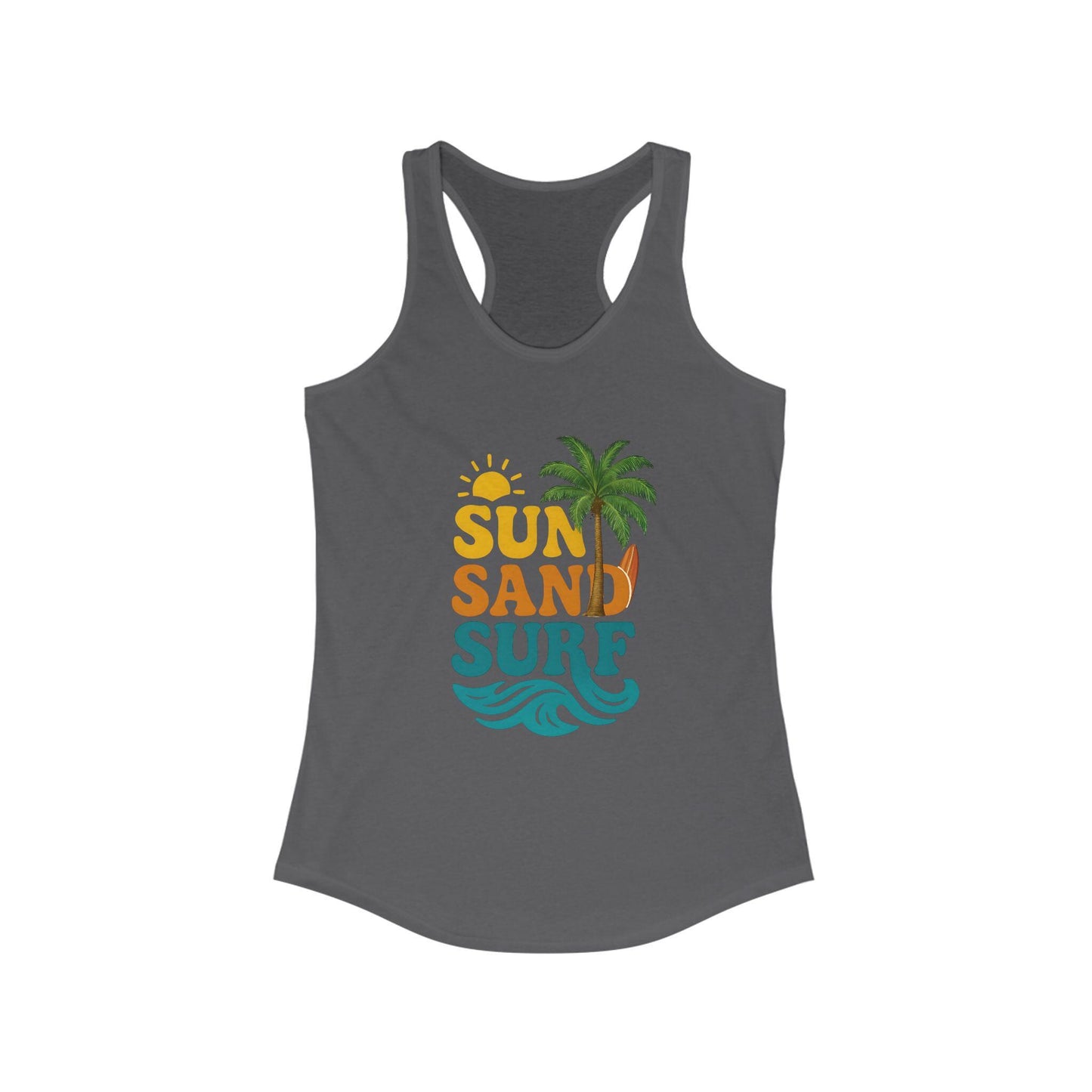 Women's Summer Tank Top with "Sun Sand Surf" Design - Beachwear, Vacation Outfit, Gift for Her, Casual Wear, Activewear