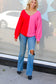 Red Fuchsia Half & Half V Neck Sweater