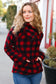 Cozy Red Sherpa Plaid Asymmetrical Zip Sweater Top