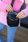 Black Vegan Leather Two Pocket Mini Cross Body