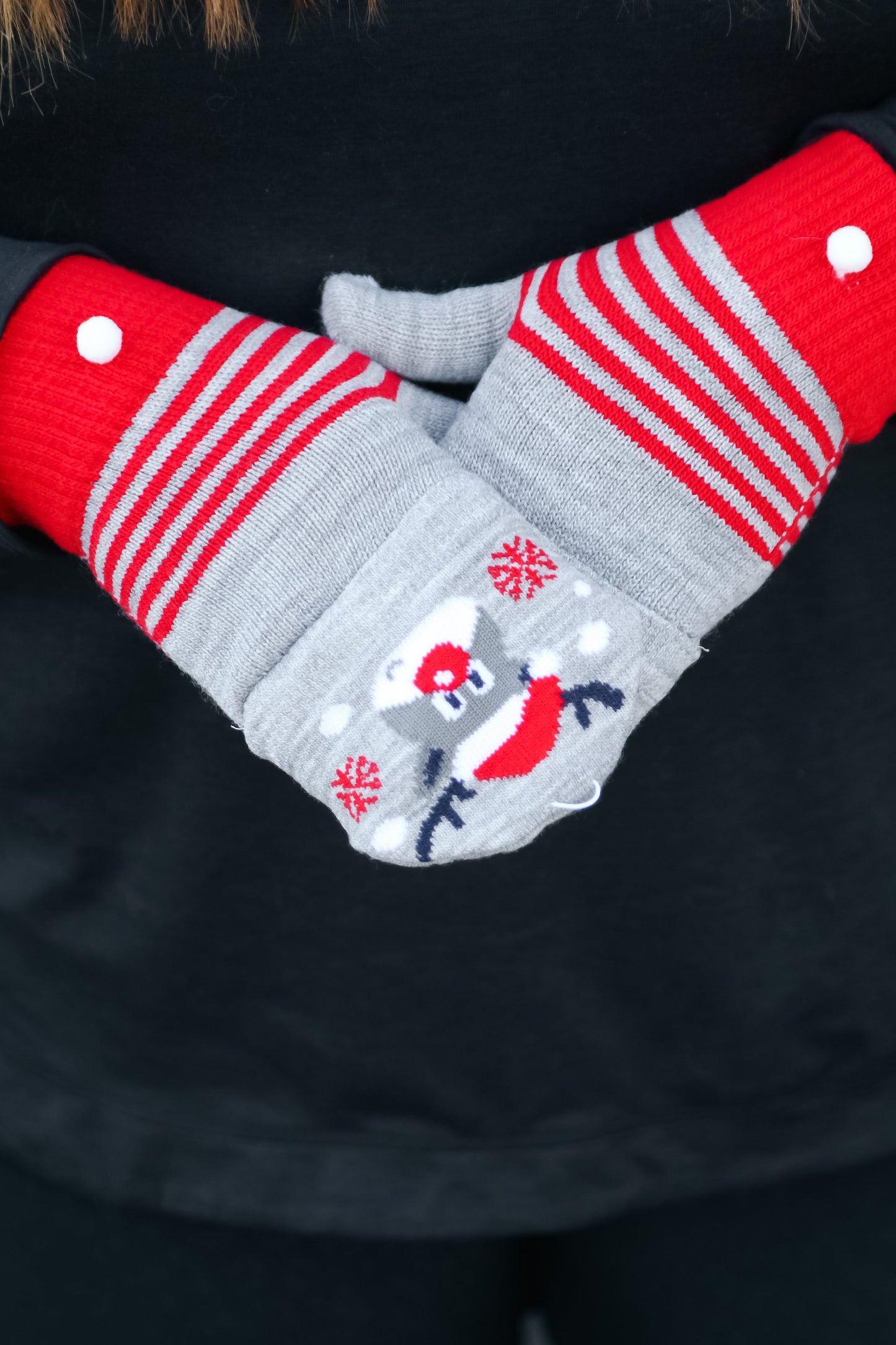 Rudolph Fingerless Gloves with Convertible Mittens