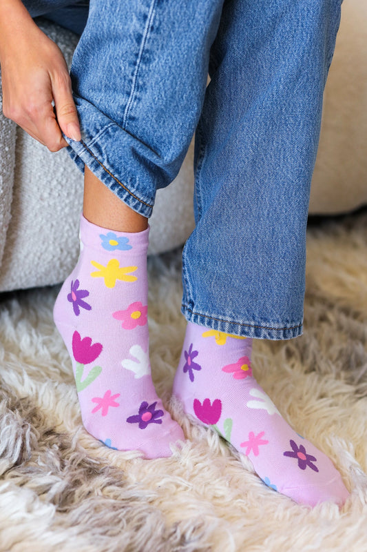 Orchid Floral Ankle Socks