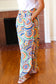 Multicolor Mandala Smocked Waist Side Slit Palazzo Pants