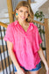 Ready For Spring Fuchsia Washed Linen Collared Top