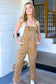 Weekend Ready Camel Knot Strap Relaxed Fit Overalls