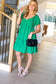 Shamrock Green Sweetheart Tiered Crinkle Dress