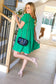 Shamrock Green Sweetheart Tiered Crinkle Dress