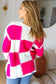 Tried & True Fuchsia Checkered Oversized Knit Sweater