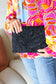 Black Raffia Woven Wrist Strap Clutch Bag