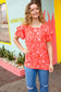 Sunset Orange Floral Flutter Sleeve Woven Top