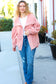 Own It Blush Cinched Waist Zip Up Fleece Jacket