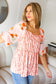 Pink Chiffon Floral Square Neck Babydoll Blouse