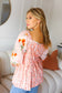 Pink Chiffon Floral Square Neck Babydoll Blouse