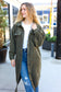 On Your Terms Olive Fleece Button Down Duster Jacket