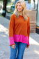 Loud Love Fuchsia & Rust Color Block Hacci Top