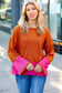 Loud Love Fuchsia & Rust Color Block Hacci Top