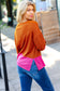 Loud Love Fuchsia & Rust Color Block Hacci Top