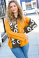 Call On Me Mustard & Olive Animal Print Cable Color Block Sweater