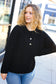 Better Than Ever Black Loose Knit Henley Button Sweater