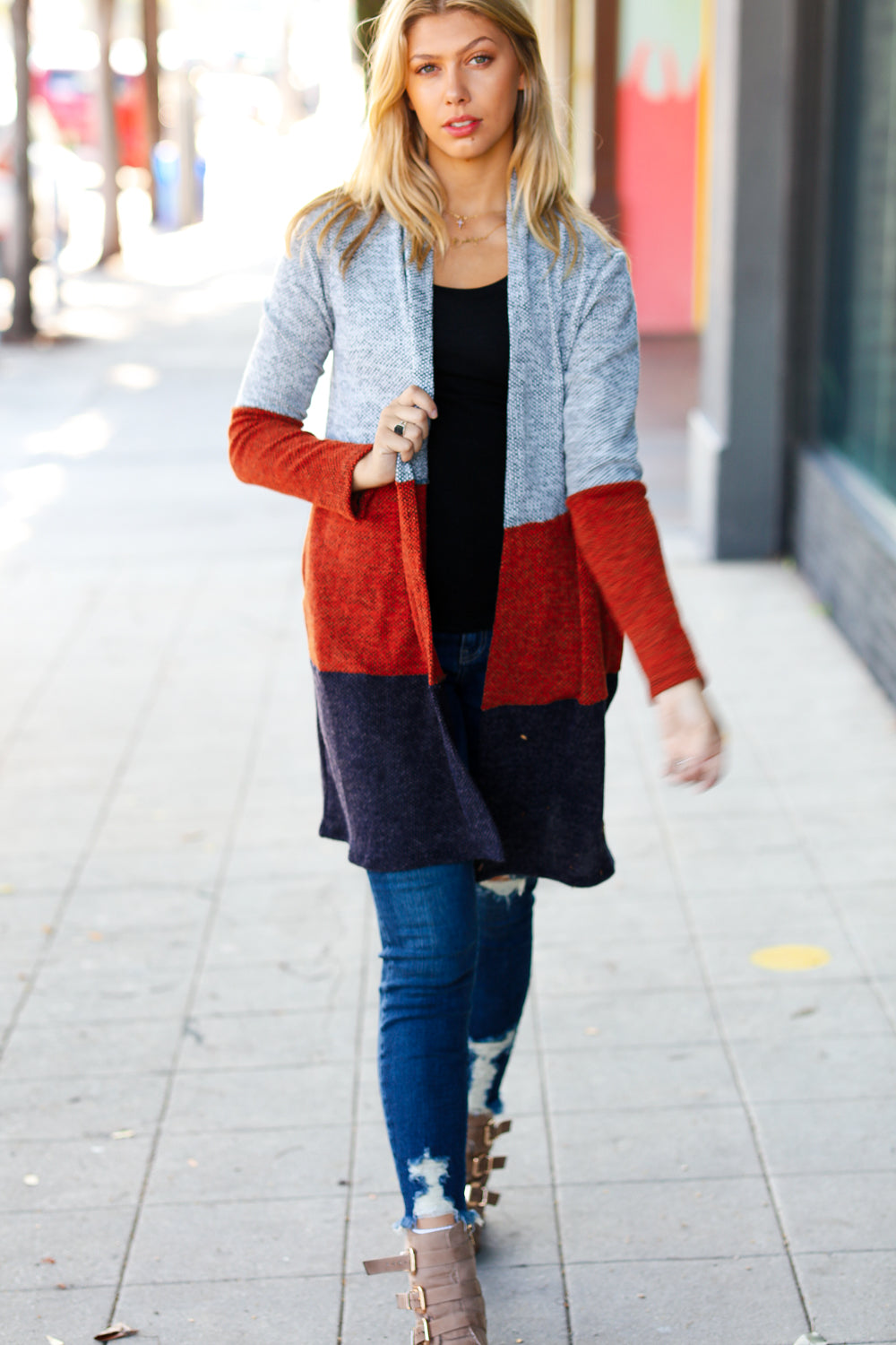 Take a Look Heather Grey Two Tone Hacci Cardigan