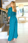 Feeling Femme Teal Floral Smocked Wide Leg Jumpsuit