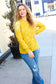 Feeling Fun Mustard Pointelle Lace Shoulder Knit Sweater