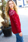 Feeling Fun Burgundy Pointelle Lace Shoulder Knit Sweater