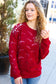 Feeling Fun Burgundy Pointelle Lace Shoulder Knit Sweater