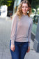 On Your Way Camel Ribbed Mock Neck Puff Sleeve Top