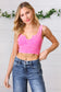 Candy Rose Washed Rib Cropped Notched Tanko