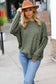 Stay Awhile Army Green Drop Shoulder Melange Sweater