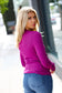 Magenta Baby Waffle Snap Button Down Long Sleeve Top