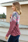 Pomegranate Plaid Print Half Zipper Up Knit Top